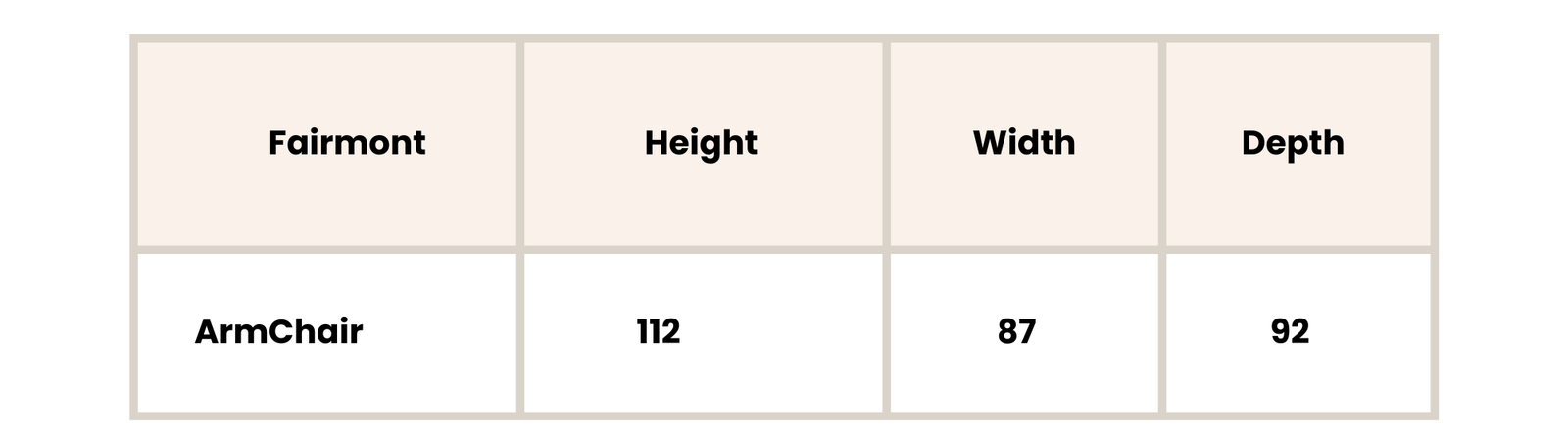 Fairmont Rise and Recline Chair Dimensions