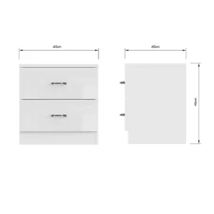 Chilton Ivory White Gloss Beside Dimension