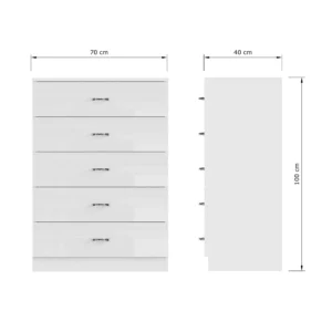 Chilton Ivory White Gloss Drawer Dimension
