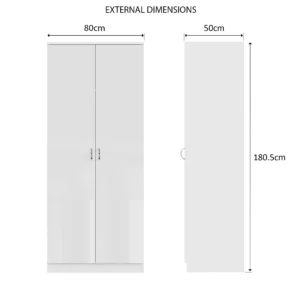 Chilton Ivory White Gloss Wardrobe Dimension