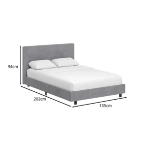 grey upholstered single bed frame ribbed fabric dimensions