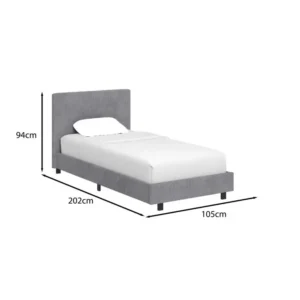 grey upholstered single bed frame ribbed fabric dimensions