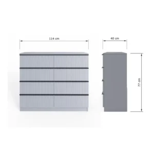 Lania 8 Drawer Chest Of Drawers UK | Matt Grey Dimension