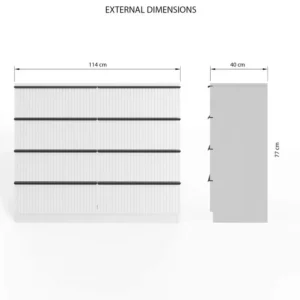 Lania 8 Drawer Chest Of Drawers UK | Matt White Dimension