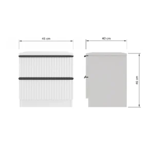 Lania 2 Drawer Bedside Table UK | Matt White Dimension