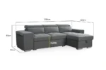 Artemis Grey U Shape Sofa Bed Dimensions