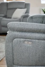 Linden Electric Recliner Sofa Grey 3 Seater