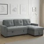 Alder Universal Corner Sofa Bed UK – Stylish Grey Fabric Corner Sofa Bed with Storage