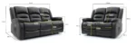 3+2 Alva Recliner Black Sofa Set Dimension