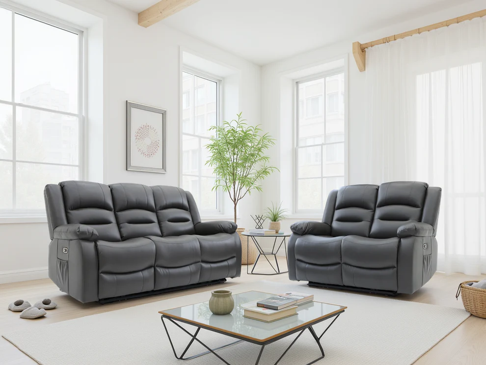 3+2 Alva Recliner Grey Sofa Set