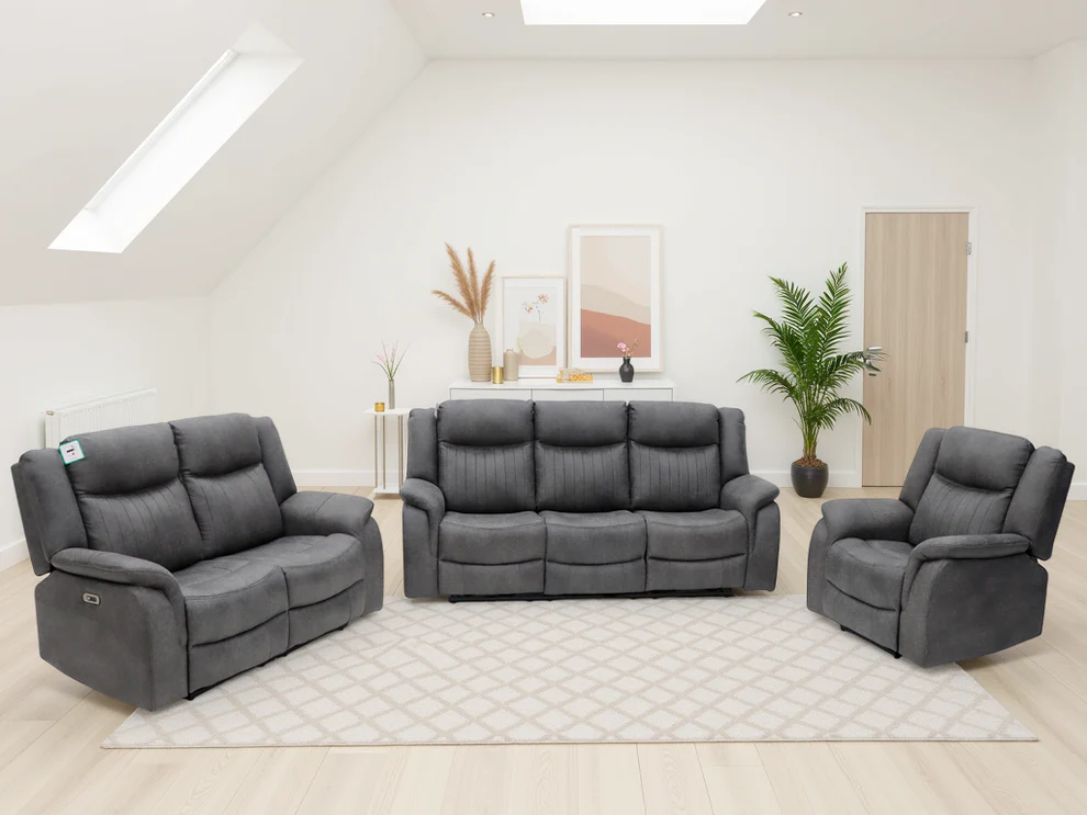 leon-electric-recliner-sofa-grey-3-2-1-set Leon Electric Recliner Sofa Set Grey