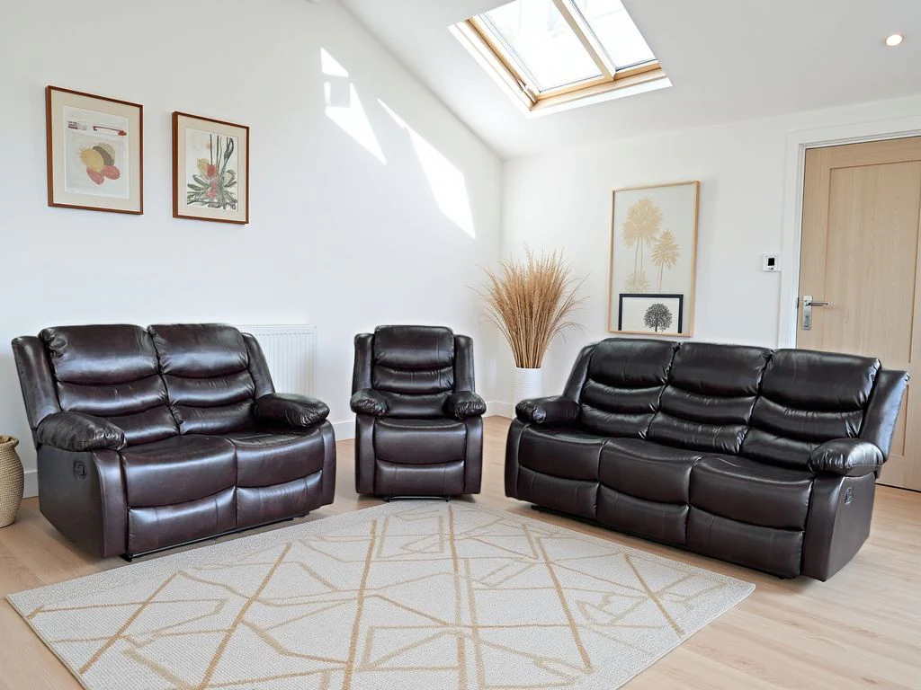 Conrad Manual Recliner Sofa Brown 3+2+1 Set Conrad Manual Recliner Sofaset UK