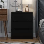 Carlton 3 Drawer Bedside Table UK | Matt Black