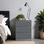 Carlton 3 Drawer Bedside Table UK | Matt Grey