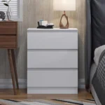 Carlton 3 Drawer Bedside Table UK | Matt White