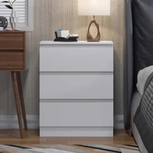 Carlton 3 Drawer Bedside Table UK | Matt White