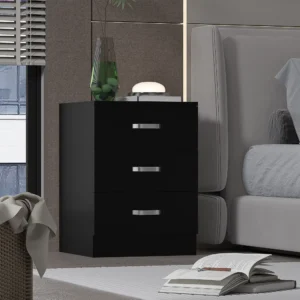 Tunis 3 Drawer Bedside Chest UK | Matt Black