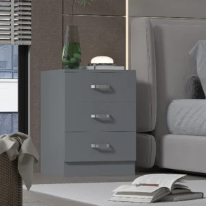 Tunis 3 Drawer Bedside Chest UK | Matt Grey