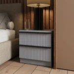 Lania 2 Drawer Bedside Table UK | Matt Grey