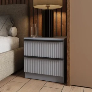 Lania 2 Drawer Bedside Table UK | Matt Grey
