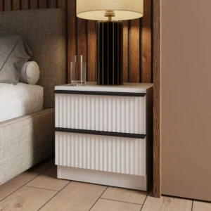 Lania 2 Drawer Bedside Table UK | Matt White