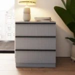 Lania Ripple Ridged 3 Drawer Chest UK | Matt Grey