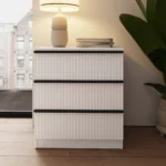 Lania Ripple Ridged 3 Drawer Chest UK | Matt White