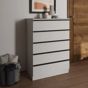 Lania 5 Drawer Chest of Drawers UK | Matt White